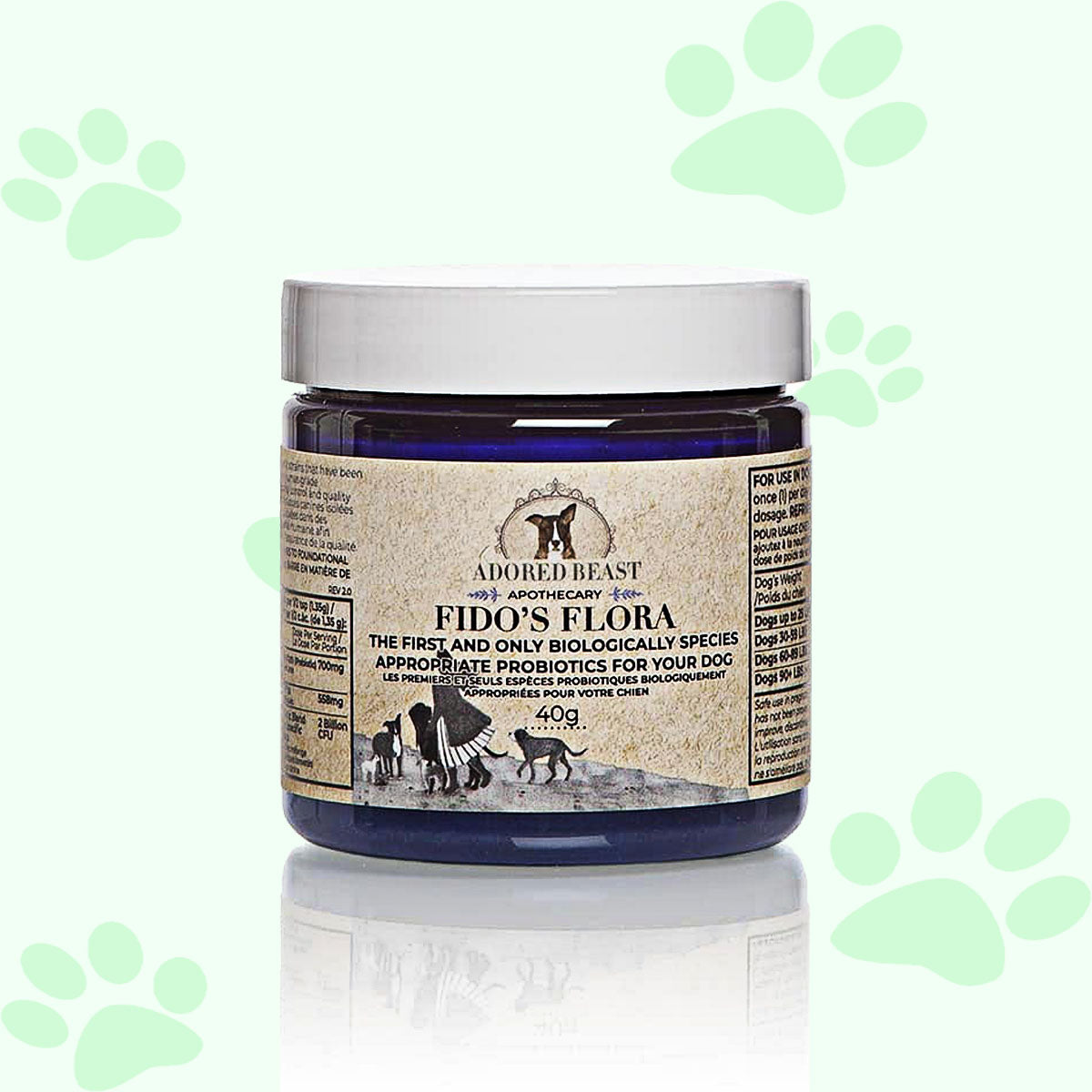Adored Beast Fido's Flora | Species Appropriate Probiotic 40g - biosense-clinic.com
