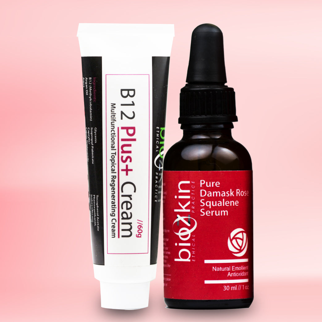 BioZkin B12 Plus+ Cream & Pure Damask Rose Squalene Serum Gift Set